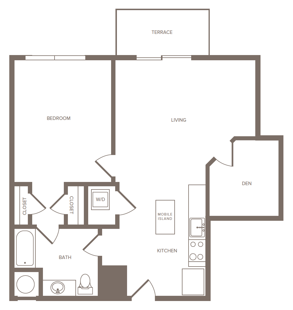 Floorplan for Apartment #1143, 1 bedroom unit at Halstead Parsippany